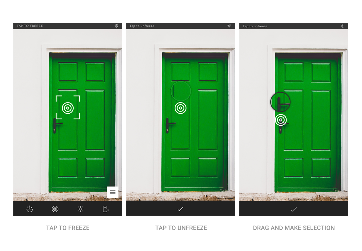 2x zoom indicator showing selected color