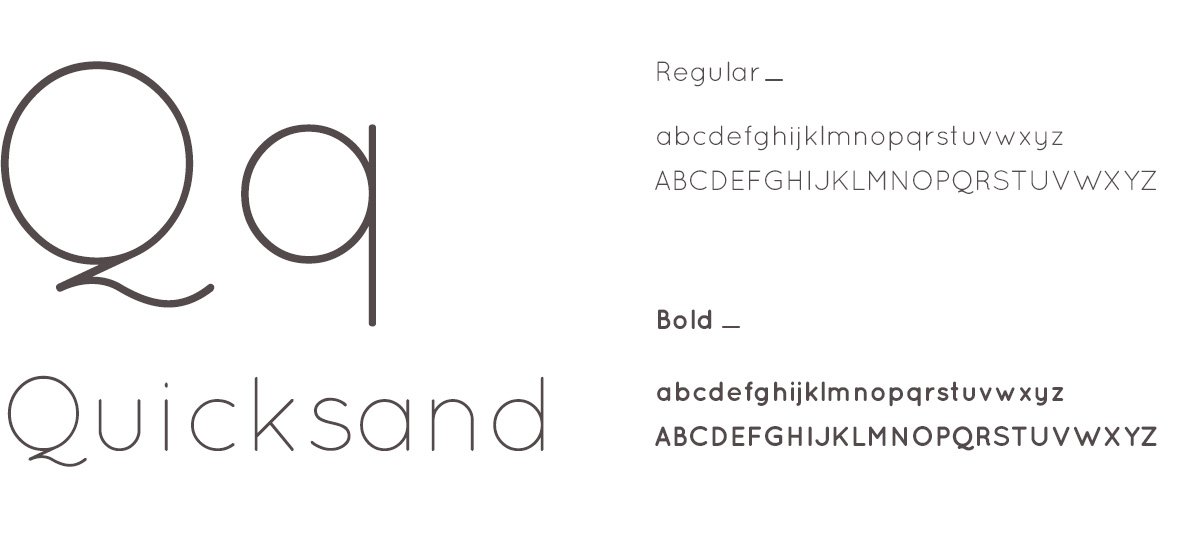 Quicksand typography specimen in regular and bold weights